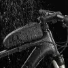 ROCKBROS 1.6L Bicycle Top Tube Bag Waterproof Hard Shell EVA Carbon Fiber Texture Black