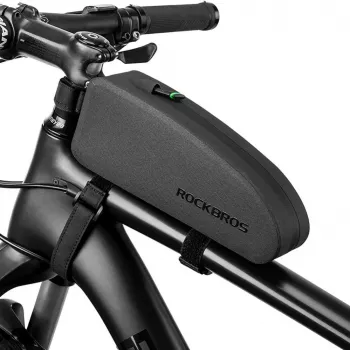ROCKBROS 1.6L Bicycle Top Tube Bag Waterproof Hard Shell EVA Carbon Fiber Texture Black