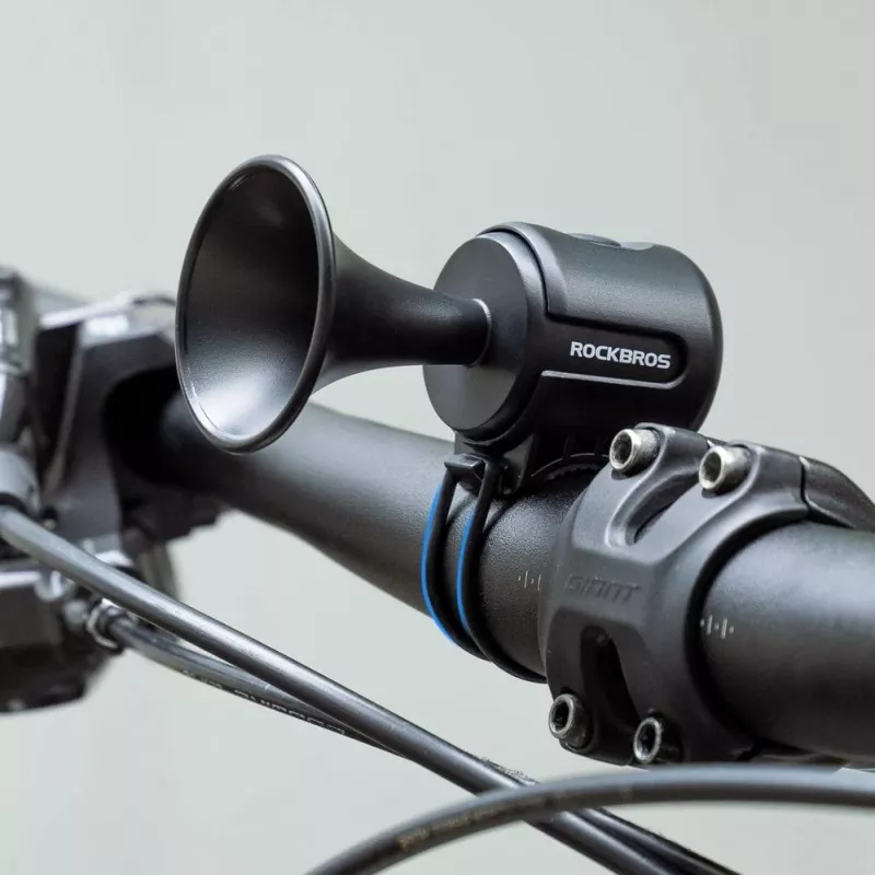 ROCKBROS Electronic Bicycle Bell - Black, 110-120 dB, 4 Tones, Rechargeable, IPX4