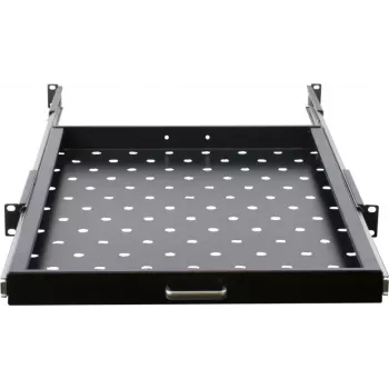 Rockstable 1U 19 Inch Extendable Rack Shelf - Sliding Shelf - SPCC Steel - Black - 25 kg Load Capacity (RS19-UH69)