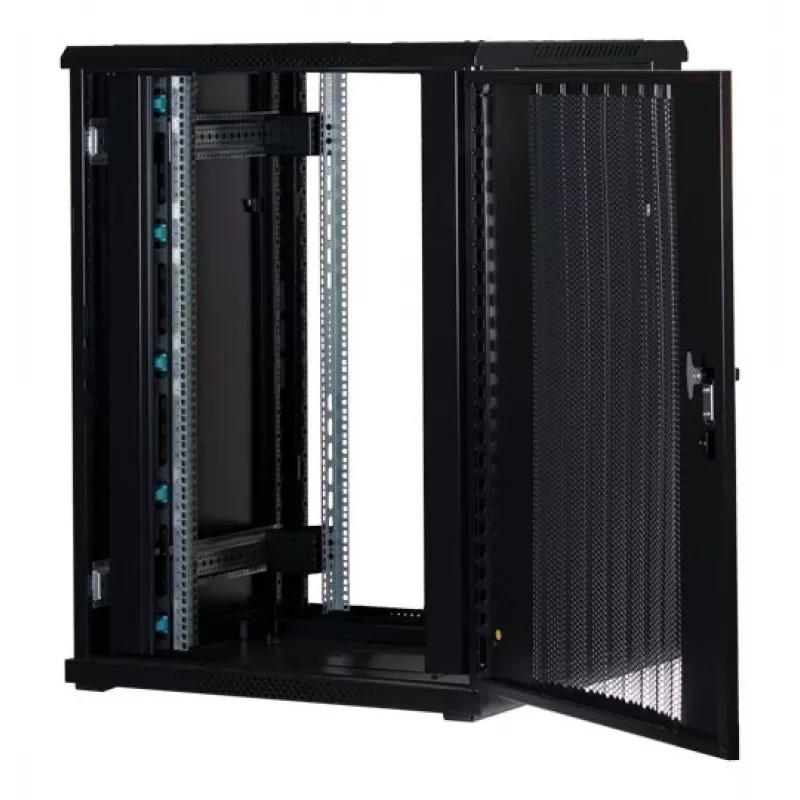 Rockstable RS19-8822PP 22U 19-Inch Freestanding Server Cabinet with Mesh Door, 800 kg Load Capacity, Lockable, Adjustable Feet and Rails, Black