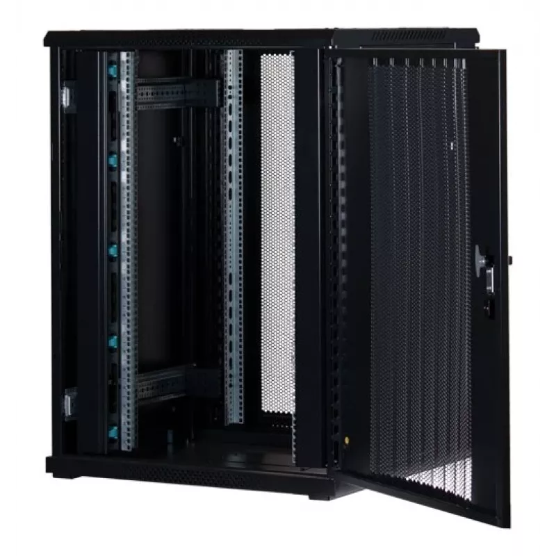 Rockstable RS19-8822PP 22U 19-Inch Freestanding Server Cabinet with Mesh Door, 800 kg Load Capacity, Lockable, Adjustable Feet and Rails, Black