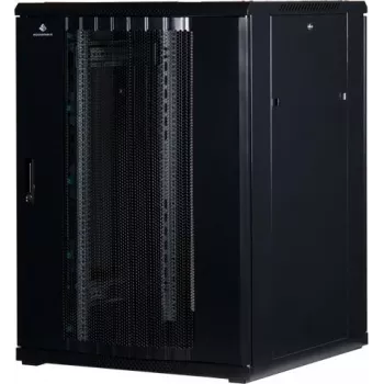 Rockstable RS19-8822PP 22U 19-Inch Freestanding Server Cabinet with Mesh Door, 800 kg Load Capacity, Lockable, Adjustable Feet and Rails, Black