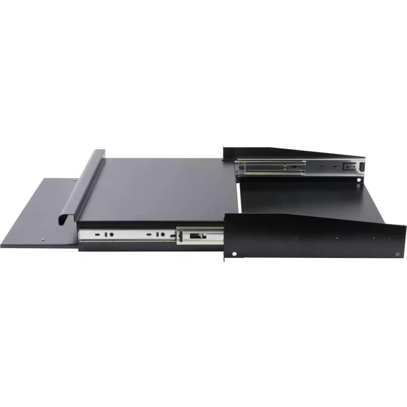 Rockstable 2U 19-inch Rack Drawer Unit - Heavy-Duty Steel - Black - SPCC Cold Rolled Steel - Sliding Drawer - 6.92 kg (RS19-TH02)