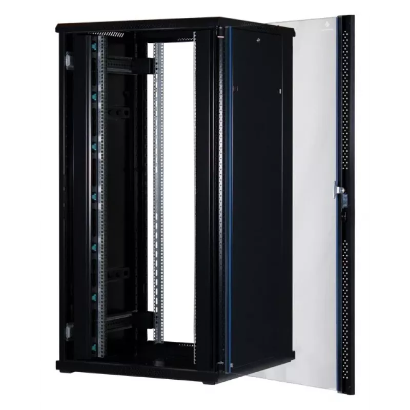 Rockstable RS19-8832 32U 19 inch Freestanding Server Cabinet with Tempered Glass Door, Lockable, 800 kg Load, Adjustable Rails