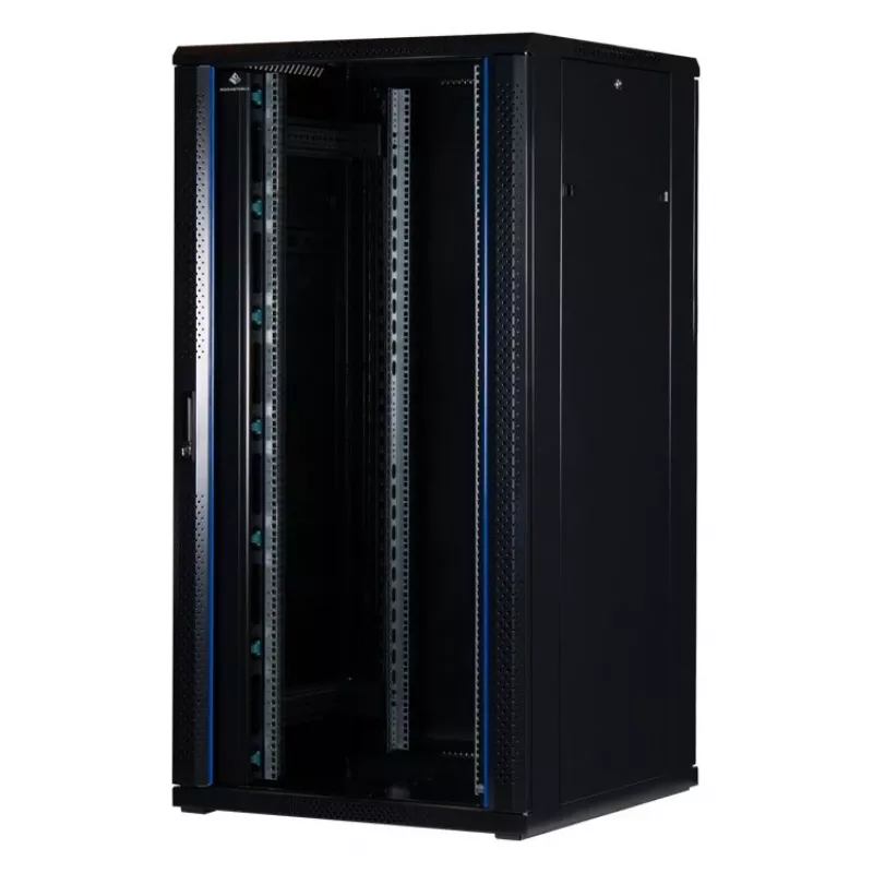 Rockstable RS19-8832 32U 19 inch Freestanding Server Cabinet with Tempered Glass Door, Lockable, 800 kg Load, Adjustable Rails