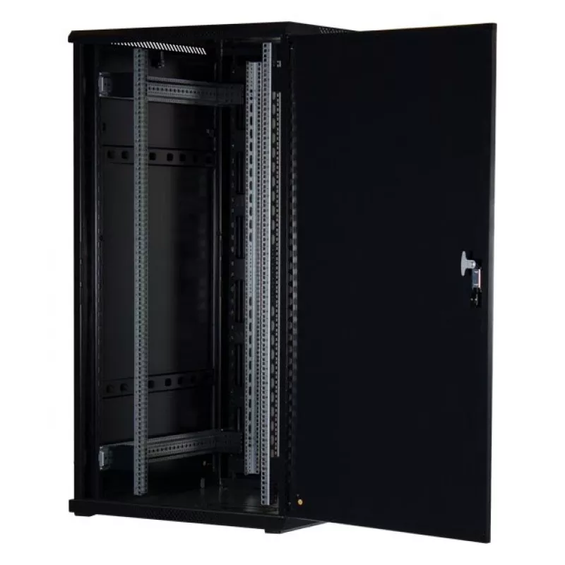 Rockstable 32U 19-Inch Server Cabinet with Glass Door - Freestanding Rack - 800 kg Load Capacity - Lockable - Mounting Rails - Adjustable Feet (RS19-8032)
