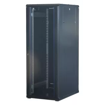 Rockstable 32U 19-Inch Server Rack Cabinet with Glass Door - Freestanding Frame - 32U - 800 kg - Lockable Lock - Mounting Rails - Adjustable Feet (RS19-6832)