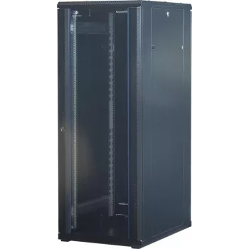 Rockstable 32U 19-Inch Server Rack Cabinet with Glass Door - Freestanding Frame - 32U - 800 kg - Lockable Lock - Mounting Rails - Adjustable Feet (RS19-6832)