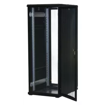Rockstable 32U 19 inch Freestanding Server Rack with Mesh Doors, 800 kg Load Capacity, Lockable, Adjustable Rails, Black (RS19-6832PP)