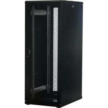 Rockstable 32U 19 inch Freestanding Server Rack with Mesh Doors, 800 kg Load Capacity, Lockable, Adjustable Rails, Black (RS19-6832PP)