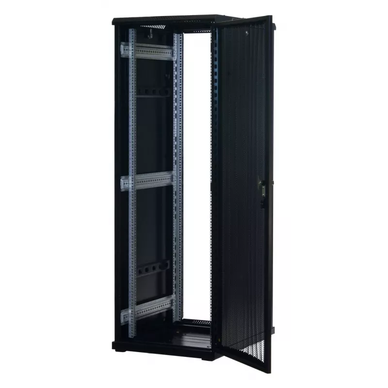 Rockstable 37 HE 19 inch Server Rack with Mesh Doors - Freestanding Frame - 37U - 800 kg - Lockable Lock - Mounting Rails - Adjustable Feet (RS19-6837PP)