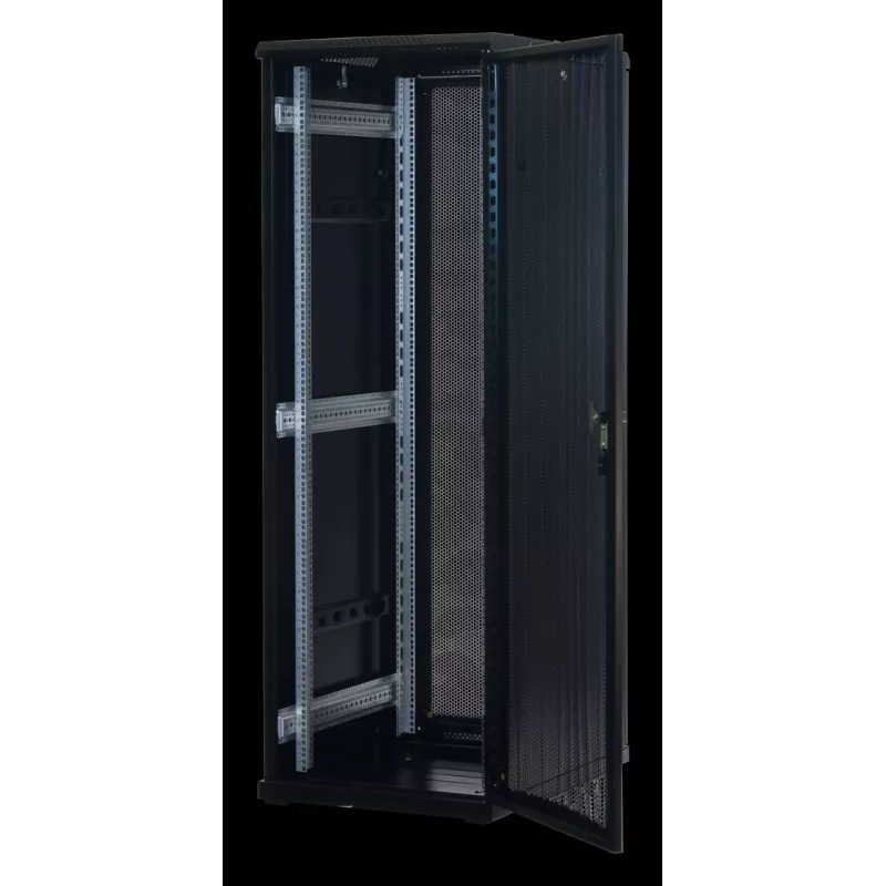 Rockstable 37 HE 19 inch Server Rack with Mesh Doors - Freestanding Frame - 37U - 800 kg - Lockable Lock - Mounting Rails - Adjustable Feet (RS19-6837PP)