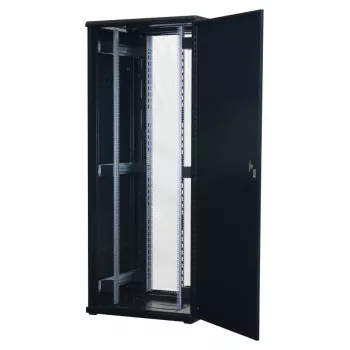 Rockstable RS19-8842 42U 19 inch Freestanding Server Cabinet with Tempered Glass Door, 800 kg Load, Black