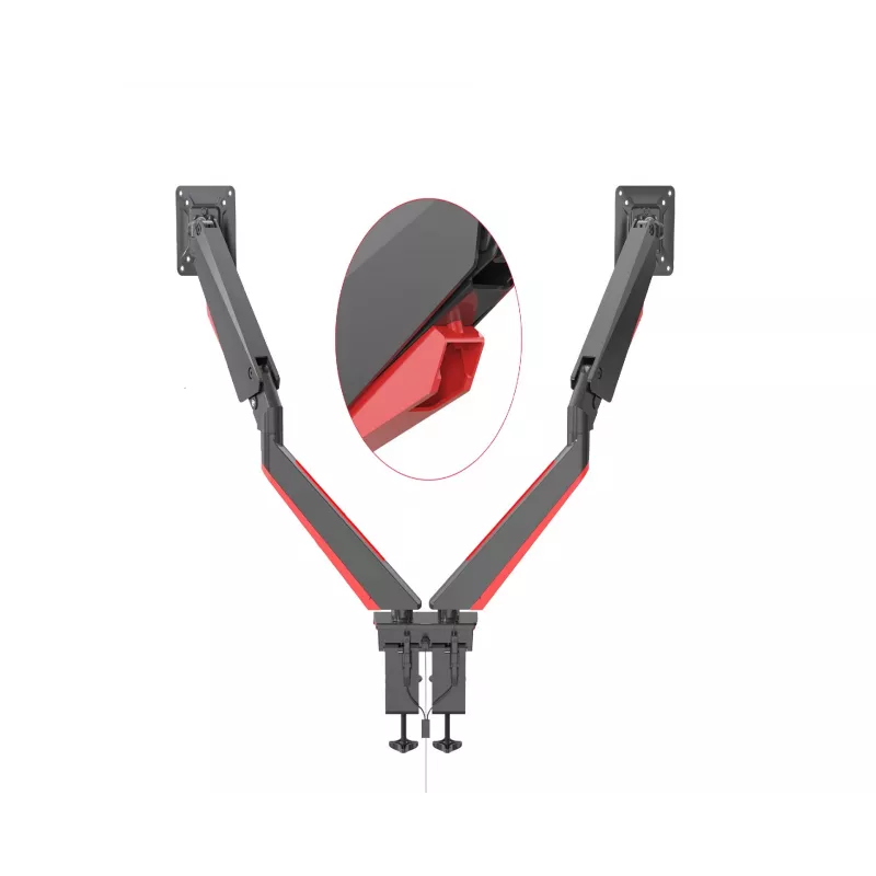 Rockstable RS-MM009 Gaming Monitor Mount for 2 Monitors - Clamp / Bolt - 16 kg - 15 inch - 32 inch - 100 x 100 mm - Black - Red