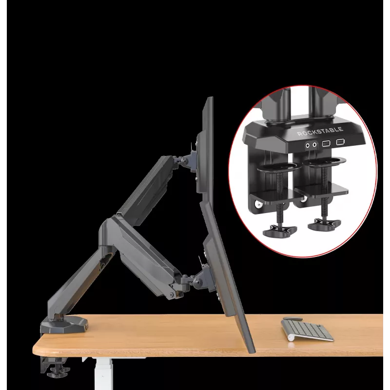 Rockstable RS-MM011B Professional Dual Monitor Desk Mount - Clamp/Bolt - 16 kg - 15-32 inches - 100x100 mm - Black