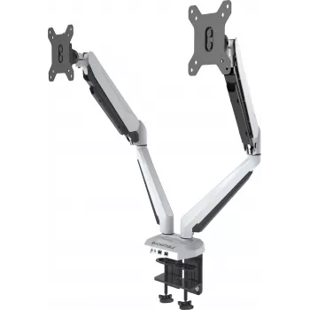 ROCKSTABLE RS-MM011W Professional Dual Monitor Mount - Clamp / Grommet - 16 kg - 38.1 cm (15 inch) - 81.3 cm (32 inch) - 100 x 100 mm - White