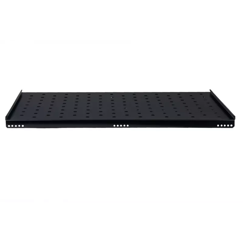 Rockstable RS19-FH612 1U Rack Shelf - Black - Steel - 60 kg Load Capacity - Oval Perforated