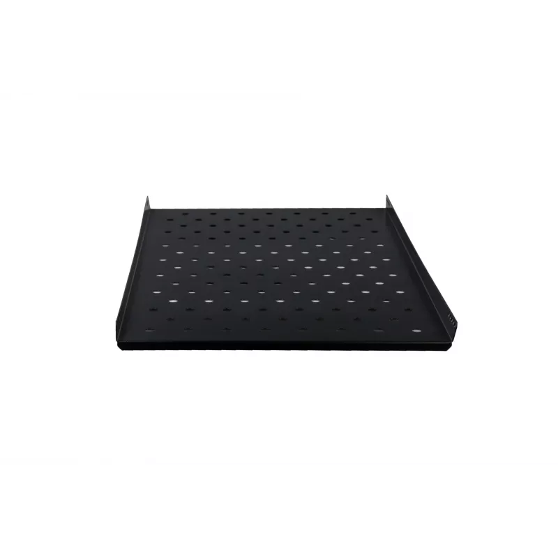 Rockstable RS19-FH612 1U Rack Shelf - Black - Steel - 60 kg Load Capacity - Oval Perforated
