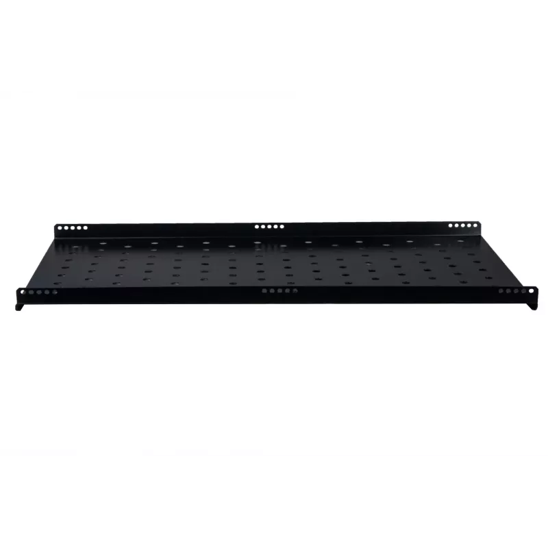 Rockstable RS19-FH612 1U Rack Shelf - Black - Steel - 60 kg Load Capacity - Oval Perforated