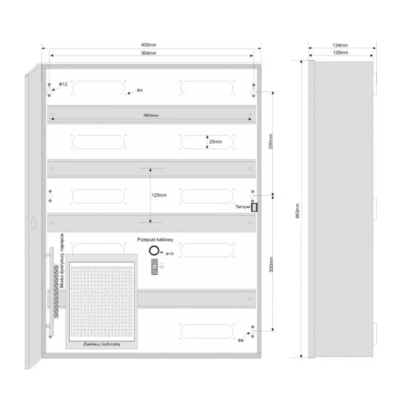 ROGER ME-5-S Surface-Mounted Metal Enclosure for Access Control Systems, IP54, Light Grey (RAL 7035)