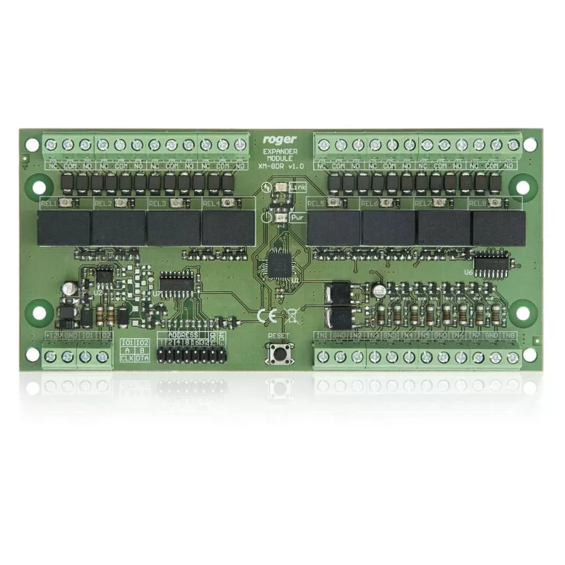 ROGER XM-8DR-BRD I/O Expander Module, 8 Inputs, 8 Relay Outputs, RS485