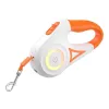 ROJECO RQYS-04 ORG Automatic Dog Leash with LED Light, 5 m Tape, White and Orange, for Dogs up to 30 kg