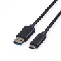 ROLINE GREEN USB 3.2 Gen 1 Cable, USB A to C, ST/ST, Black, 3 m 11.44.9013