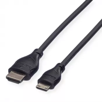 ROLINE HDMI High Speed Cable with Ethernet, HDMI Type A Male to Mini HDMI Type C Male, 1 m, Black