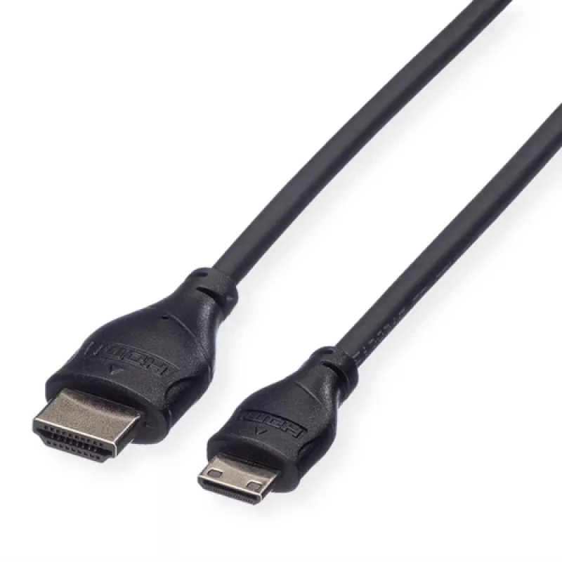 ROLINE HDMI High Speed Cable with Ethernet, HDMI Type A Male to Mini HDMI Type C Male, 1 m, Black