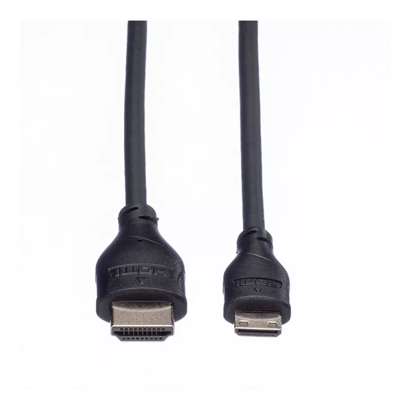 ROLINE HDMI High Speed Cable with Ethernet, HDMI Type A Male to Mini HDMI Type C Male, 1 m, Black