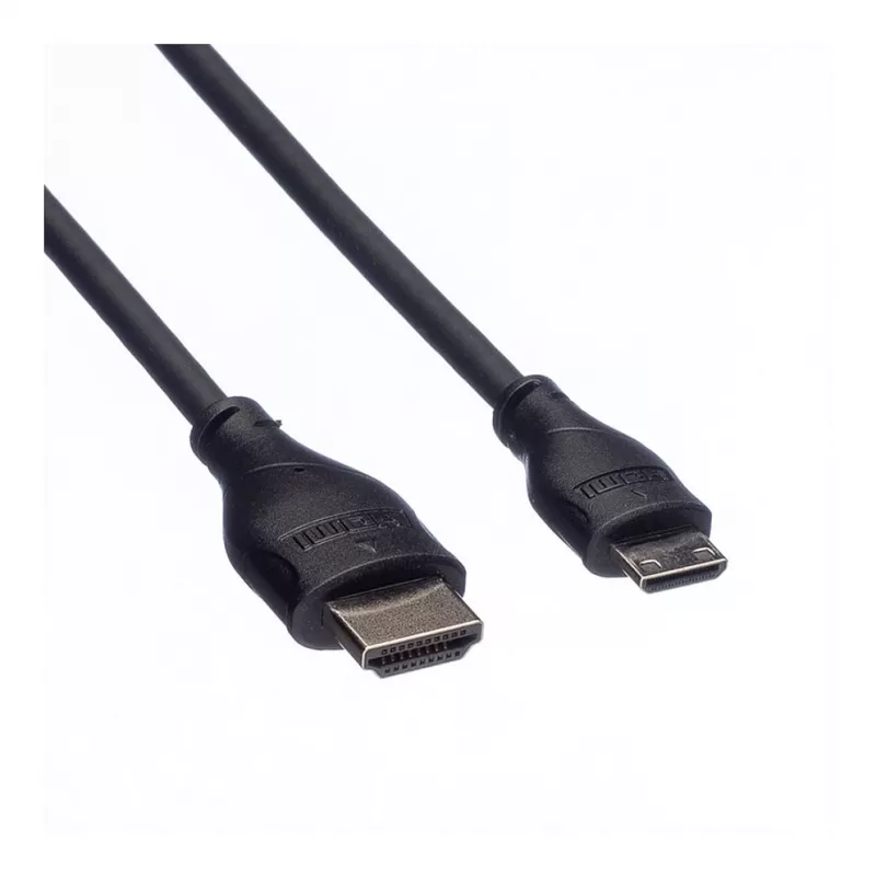 ROLINE HDMI High Speed Cable with Ethernet, HDMI Type A Male to Mini HDMI Type C Male, 1 m, Black