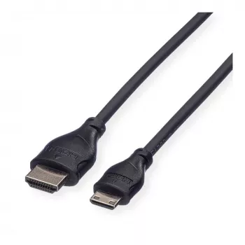 ROLINE HDMI High Speed Cable with Ethernet, HDMI Type A Male to Mini HDMI Type C Male, 1 m, Black
