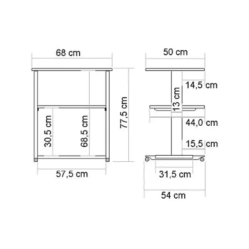 Roline Printer Table Grey White Light Grey 17.01.1087