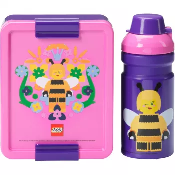 ROOM COPENHAGEN LEGO Lunch Set Bee - 2-Piece Set with Drinking Bottle and Lunch Box, Purple