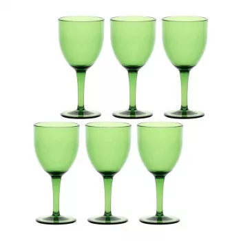 ROSE&TULIPANI FIABA Set of 6 Acrylic Wine Glasses 400 ml, Green