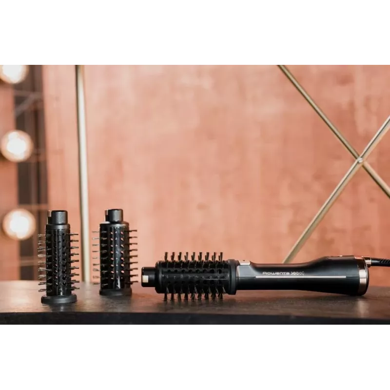 Rowenta Ultimate Experience CF9620 Heated Styling Brush with Ionic Function, 3 Temperature Settings, Black/Rose Gold