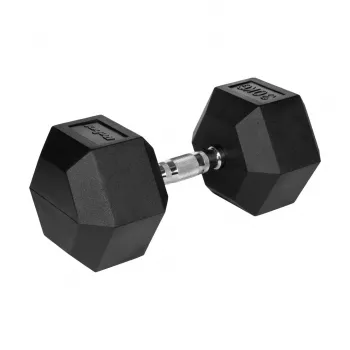 Rubberized Cast Iron Hex Dumbbell 30 kg REBEL ACTIVE