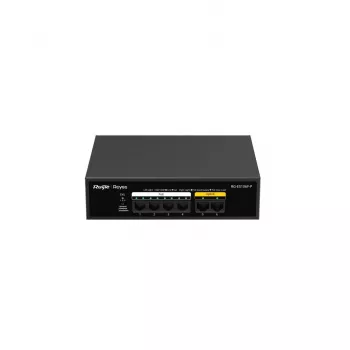 Ruijie RG-ES106F-P 6-Port Fast Ethernet PoE Switch, 4 PoE+ Ports, 54W Budget, Unmanaged, Black