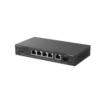 RUIJIE RG-ES206MG-P 6-Port Gigabit PoE+ Switch with 4 PoE+ Ports and 2 SFP Slots, Unmanaged, Desktop/Wall-Mount
