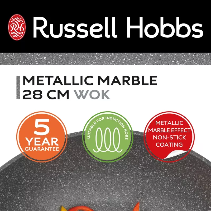 Russell Hobbs RH028121EU7 Metallic Marble Wok 28cm