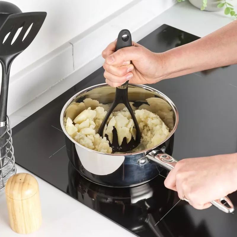Russell Hobbs RH03026EU7 5 Piece Utensil Set with Rotating Stand, Black and Silver