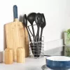 Russell Hobbs RH03026EU7 5 Piece Utensil Set with Rotating Stand, Black and Silver