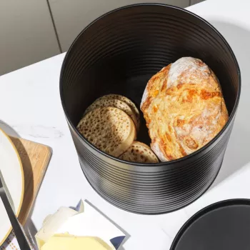 Russell Hobbs RH03269EU7 Ribbed Bread Bin, Black
