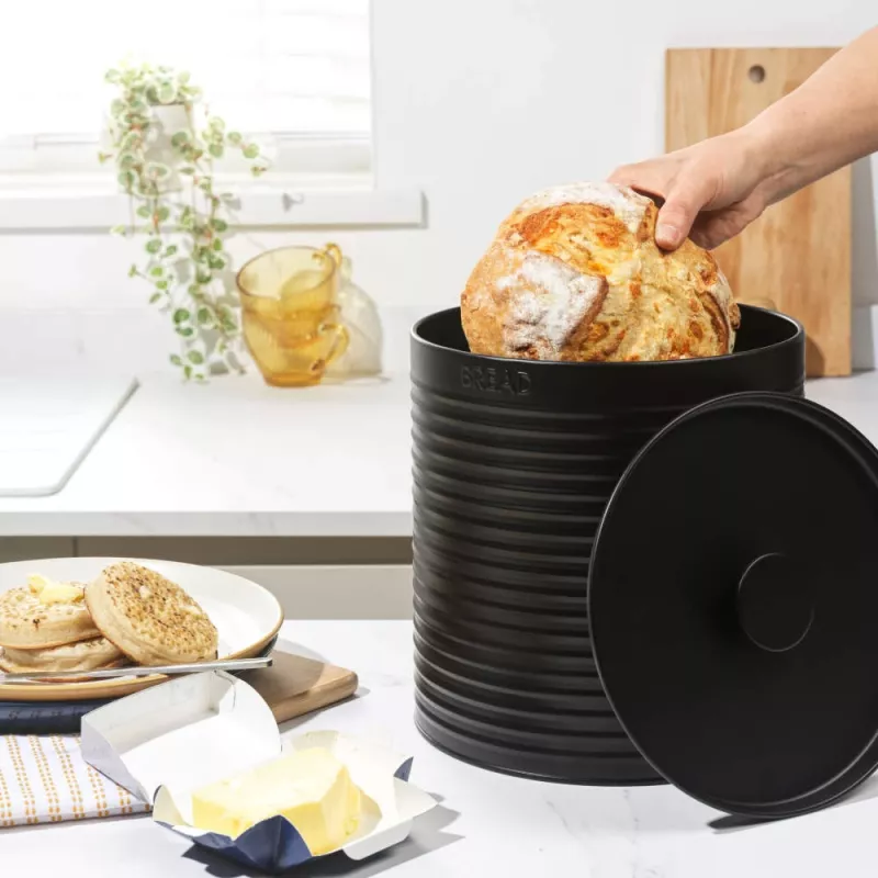 Russell Hobbs RH03269EU7 Ribbed Bread Bin, Black