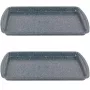 Russell Hobbs RH03858 Nightfall Stone Baking Tray 2 Pack, Carbon Steel, Non-Stick, Oven Safe to 230°C, Rectangular, Dark Grey/Black