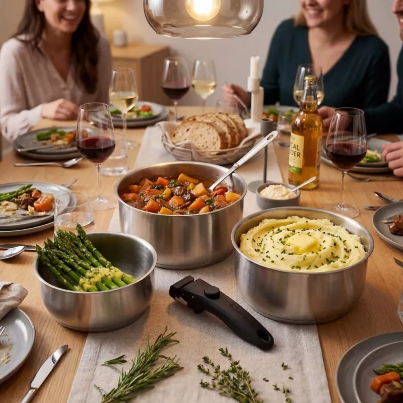 Russell Hobbs RH04034 Stainless Steel 4-Piece Smart Clip Saucepan Set