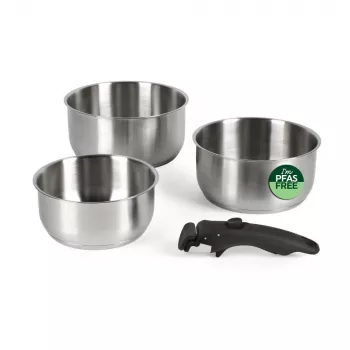 Russell Hobbs RH04034 Stainless Steel 4-Piece Smart Clip Saucepan Set