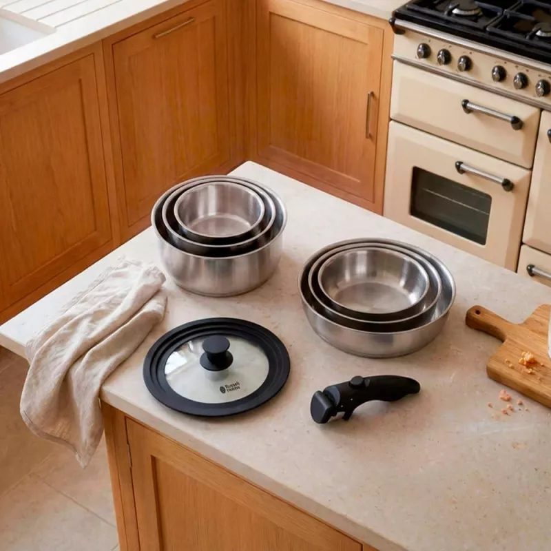 Russell Hobbs RH04041 Stainless Steel 8 Piece Smart Clip Cookware Set