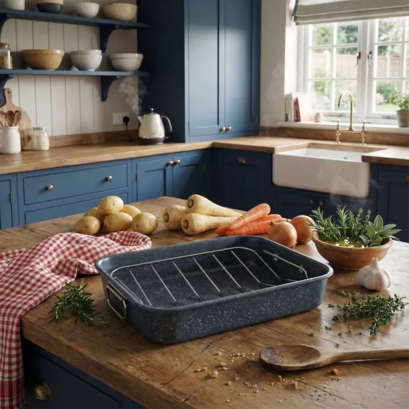 Russell Hobbs RH04097 Nightfall Stone Roaster And Rack - Grey, Carbon Steel, 38 cm